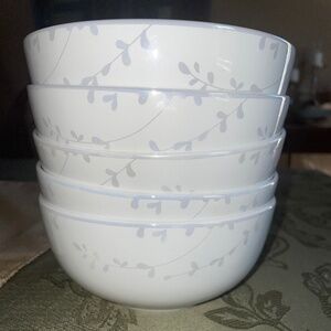 Rocher & Co. Floral Blossom Luster Bone China-NEW- Set of 5 Cereal/Soup Bowls-